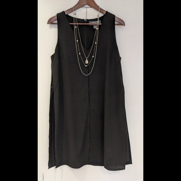 Black V Neck Sleeveless Zipper Paneled Dress Size 8 - Picture 11 of 11